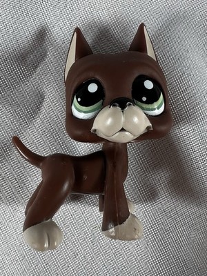 Authentic Littlest Pet Shop LPS #1519 Brown Great Dane Dog Green Eyes G2