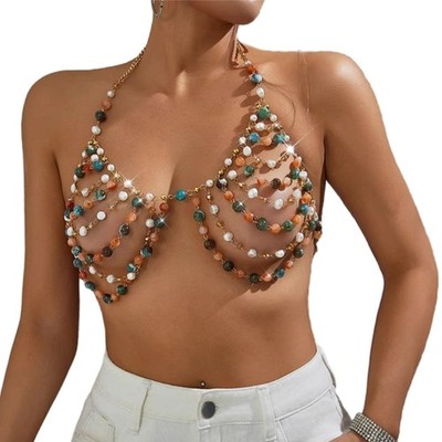 Multicolor Beaded Body Chain Stylish Addition To Summer Wardrobe