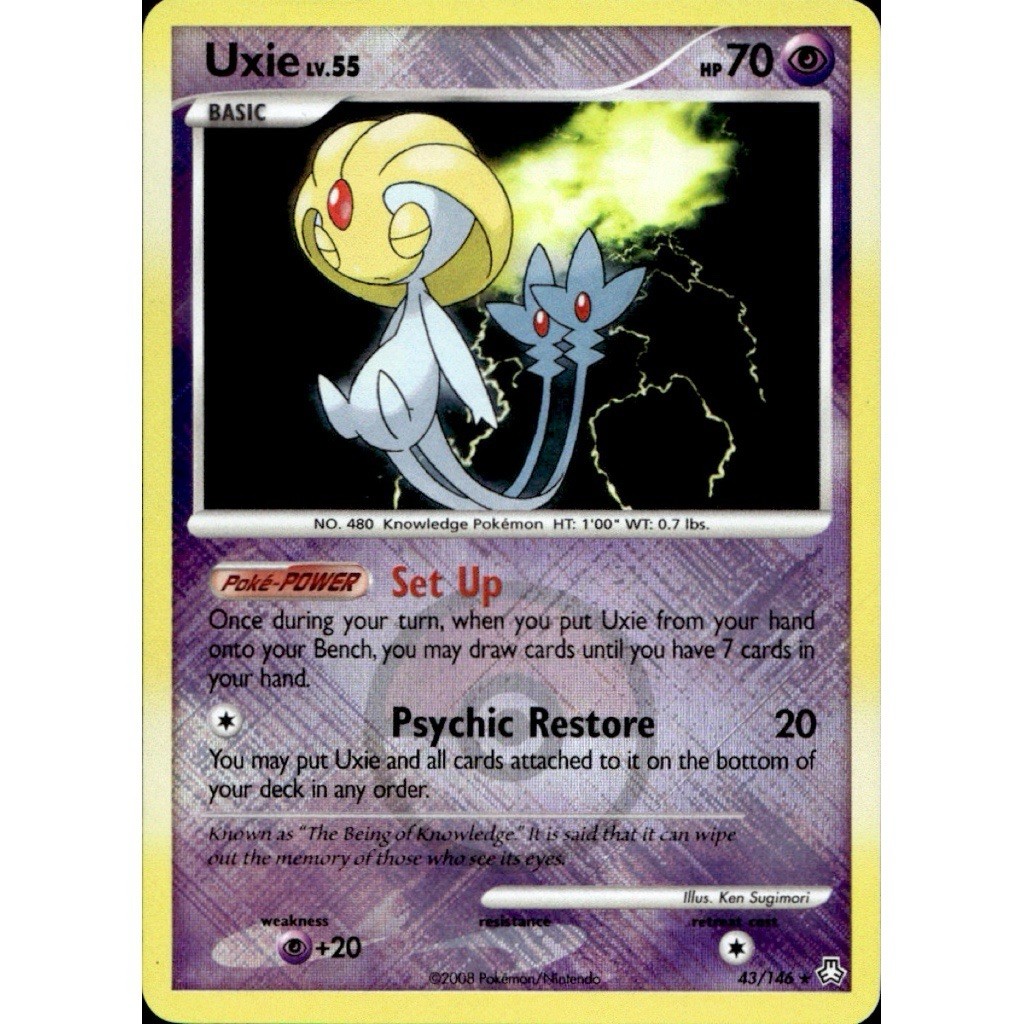 Uxie Legends Awakened #43/146 Crosshatch Holo Pokéball League Promo MP