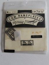 C. G. W, Restive  Train plaque mm OO Gauge Engraved Loco Name Plates 