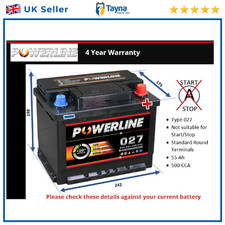 Battery fits JAGUAR XJ12 XJ6 XJ SOVEREIGN 027 500A 55Ah 4Yr Warranty