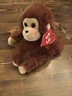 VINTAGE 1987 TY BROWN Mischief MONKEY W/ LONG TAIL PLUSH STUFFED ANIMAL Toy NWT