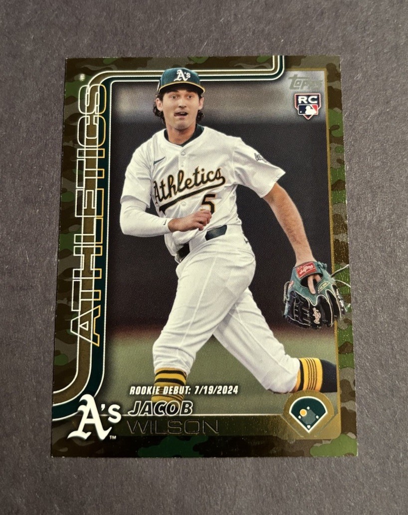 2025 Topps Update Jacob Wilson RC Memorial Day Camo #d /25 #US180 Athletics SSP