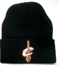 Cleveland Cavaliers RETRO flat cotton logo on Blk beanie  cap hat. SEE DETAILS!