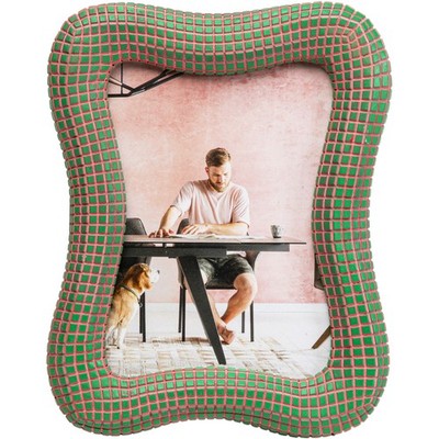 Bilderrahmen Deko Objekt Samtoptik Polyresin Glas Grün Kare Design