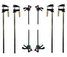 Set of 8 Bar Clamps - 4 x 12" Ratcheting and 4 x 36" Standard F-Type Woodworking