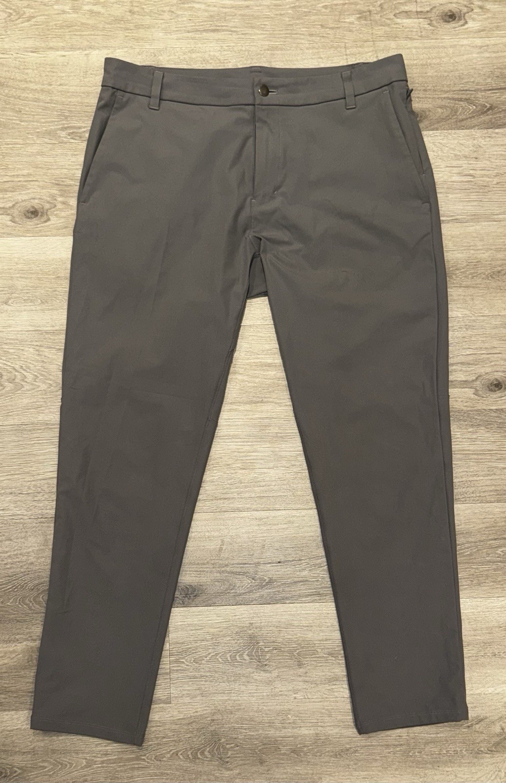 Lululemon Gray Casual Pants Solid Pattern Button … - image 1