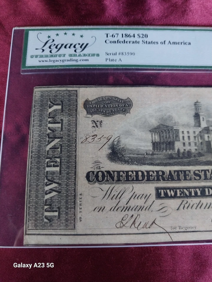 T-67 1864 $20 CONFEDERATE CURRENCY PMG 30 CIVIL WAR Note - Image 4 of 4