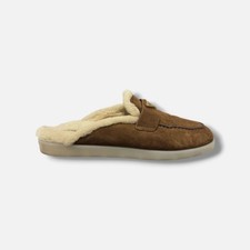 Prada Women's Brown Suede Shearling Slippers Shoes Size EU:40 US:10