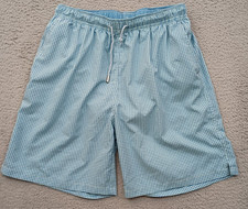 Peter Millar Men's Seaside Swim Trunks Large Blue Houndstooth Pattern Lifeguard