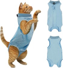 Cat Surgery Recovery Suit - L Size Blue, Soft and Breathable for a Comfortable