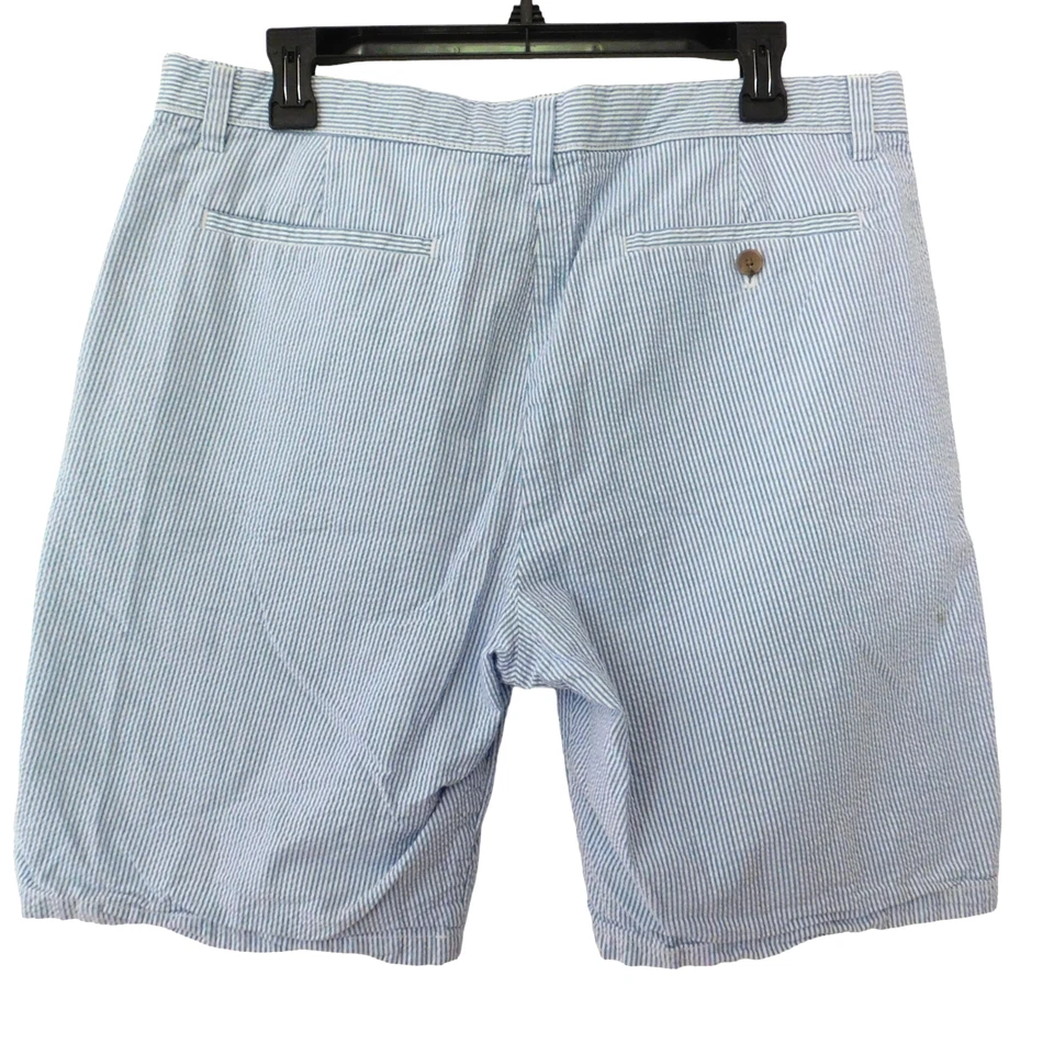 Banana Republic Aiden 35 Seersucker Chino Shorts Blue White Stripe Preppy - Image 3 of 4