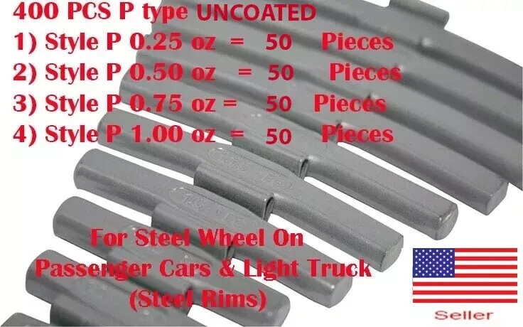 200 Pcs ASSORTMENT CLIP-ON WHEEL WEIGHT BALANCE P STYLE 0.25 0.50 0.75 1.00 oz
