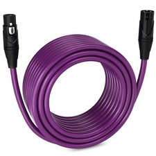 LyxPro 75 Feet Microphone XLR Cable, Male to Female, 3 Pin Mic Cable - Purple