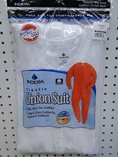 Men's Indera Mills Small White Cotton Union Suit One Piece Long Underwear