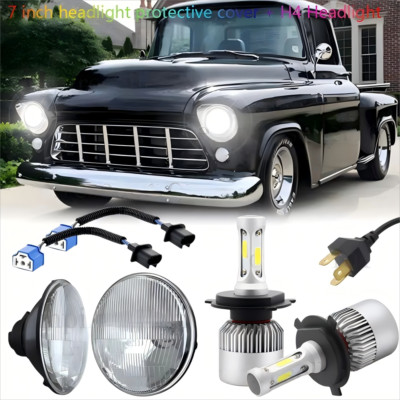 For Chevrolet Truck 1954-1957 3100 1956-1959 7Inch LED ROUND GLASS Headlights AA