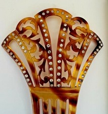 Antique Vintage Hair Comb With Clear Rhinestones Art Deco