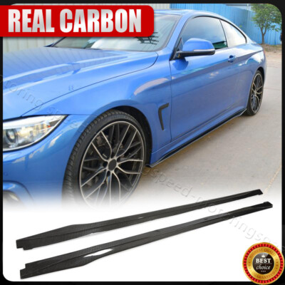 REAL CARBON Side Skirt Extension Lip For BMW 4 Series F32 F33 F36 M-Sport 14-19