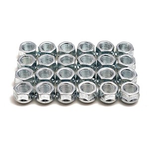24pcs Open 14x1.5 Lug Nuts, 0.64" Tall, Taper Cone Seat, 19mm 3/4" Hex, Silver