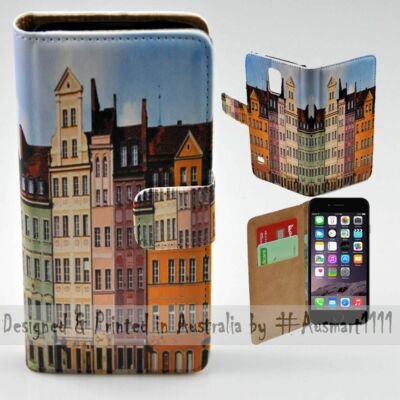 Flip Cover Phone Case For Apple iPhone Series Mobile - Polish Colour Buildings