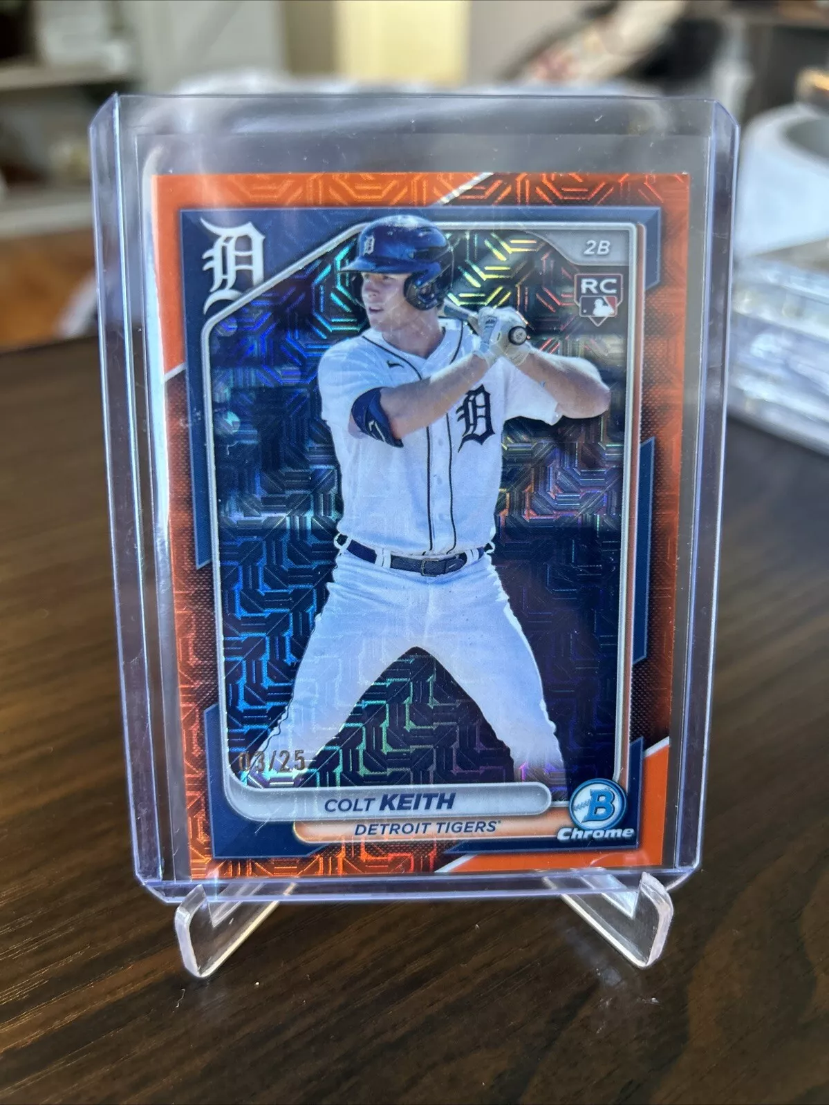 2024 Bowman Chrome #34 Colt Keith Rookie RC Orange Mojo Refractor /25 Tigers
