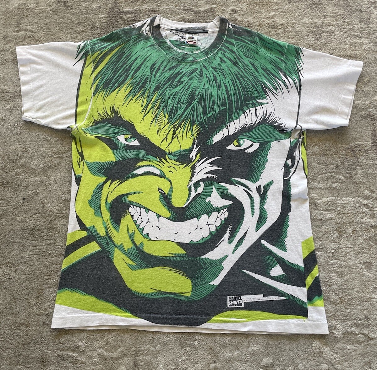 Vintage 90s Hulk Marvel Comics AOP All Over Print T Shirt Men’s XL RARE