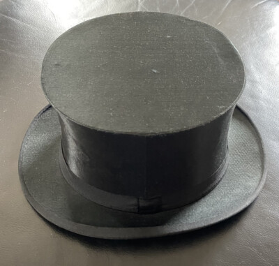 Antico Cilindro Pieghevole Cappello Chapeau Claque Tgl 55/56