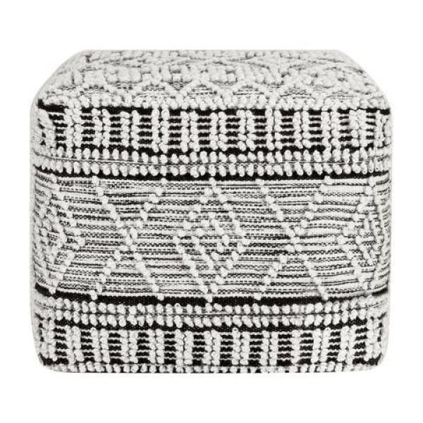 Outdoor pouf black and white deals