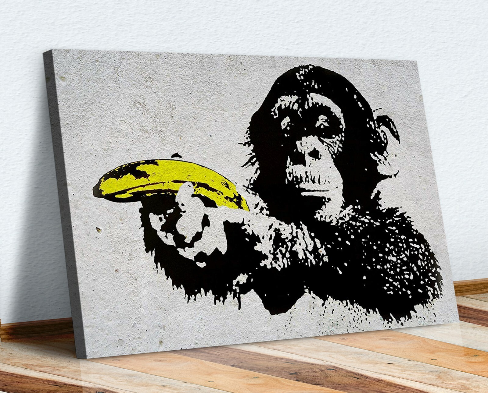 BANKSY CANVAS STREET WALL ART PRINT ARTWORK MONKEY BANANA GUN eBay