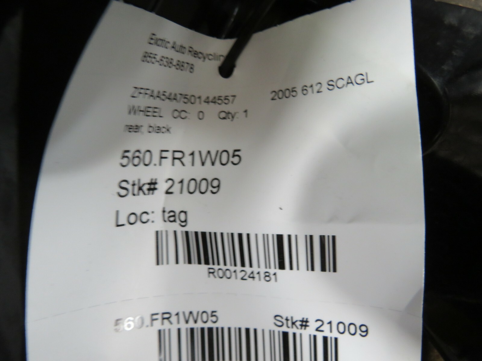 Ferrari 612 Scaglietti, Rear Wheel, Used, Black, P/N 194187