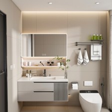 Aluminium Medicine Cabinet Mirror 35 X 28 Inches 3 Colors LED Light Defogging