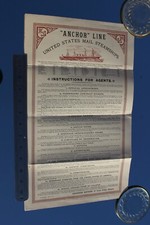 ANCHOR LINE VICTORIAN UNUSUAL TRAVEL AGENTS AUTHORITY CERTIFICATE 1895