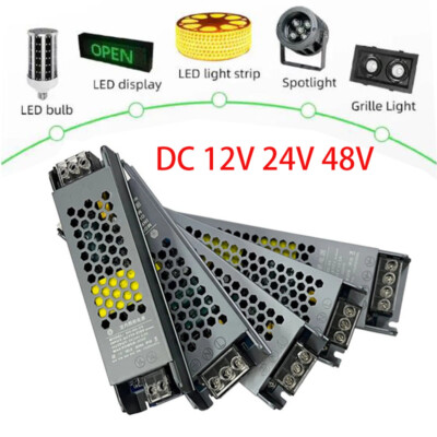 60-300W DC12V 24V 48V Power Supply LED Driver Transformer Thin Adapter for Light