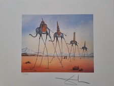 Salvador Dali Signed Lithograph - Elephants Giraffe