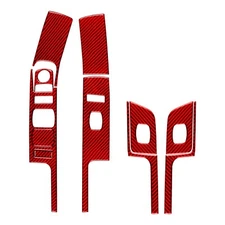 11Pcs Window Lift Switch Panel Trim For Silverado SIERRA 14-18 Red Carbon Fiber