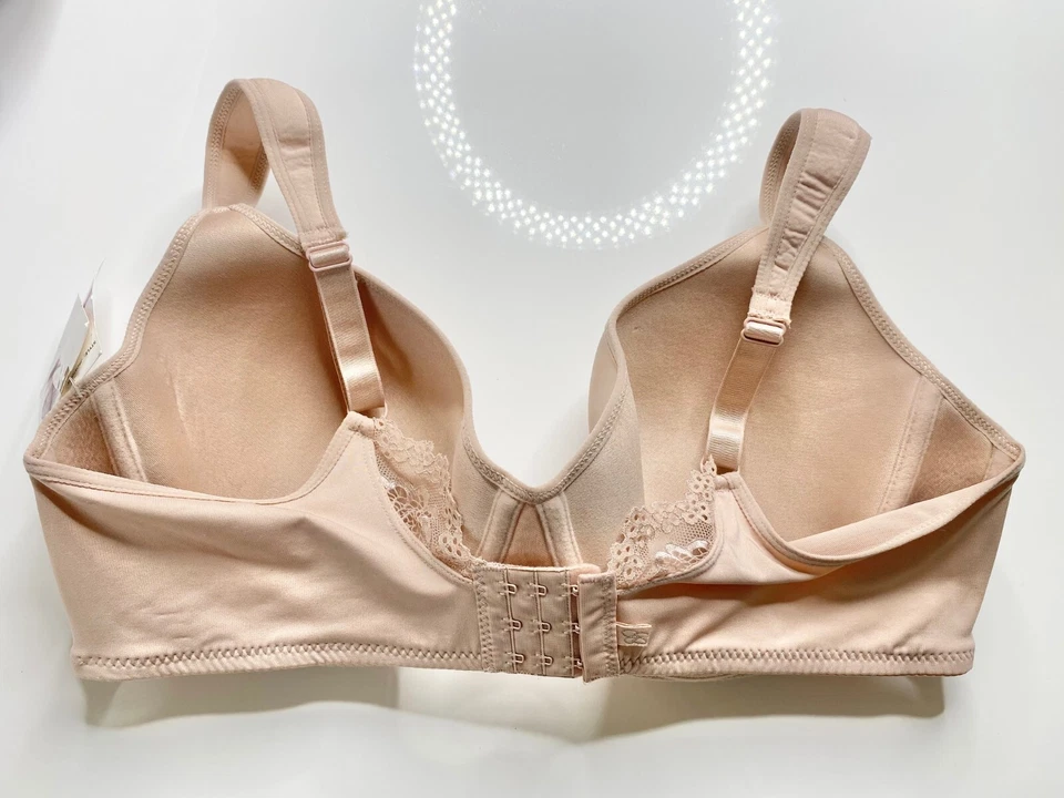 Sujetador Camiseta JESSICA SIMPSON Desnudo Rosa Polvo Encaje Con Aros Correa Cómoda 40D NUEVO Foto 2 de 4