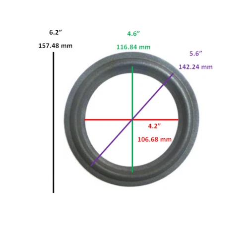 (2) Two 6.2"(157.48 mm) Foam For 6" Speaker Surrounds