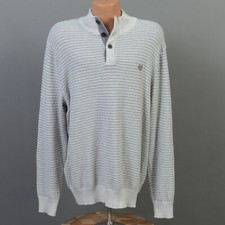 NWT Men's Chaps Long Sleeve Cream  Gray Pullover Cotton Sweater  Size XL