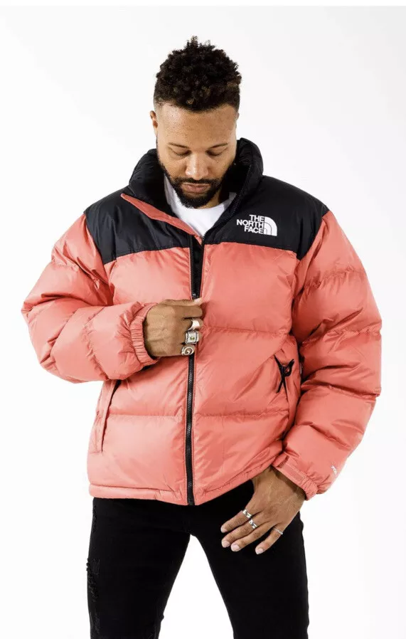 Pink and black best sale north face coat