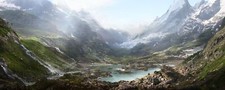 Landscape matte painting nature mountains creeks valley Custom Gaming Mat Desk