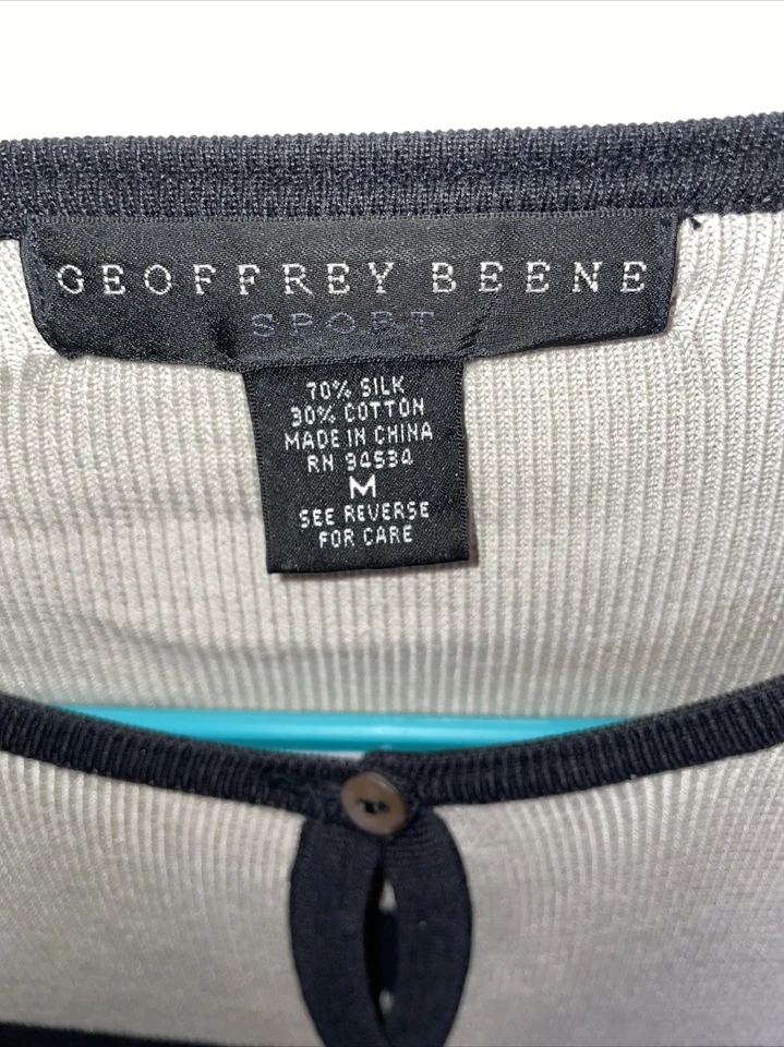 Geoffrey Beene Womens Light Cardigan With Camisole Size Medium Black Beige - Image 4 of 4