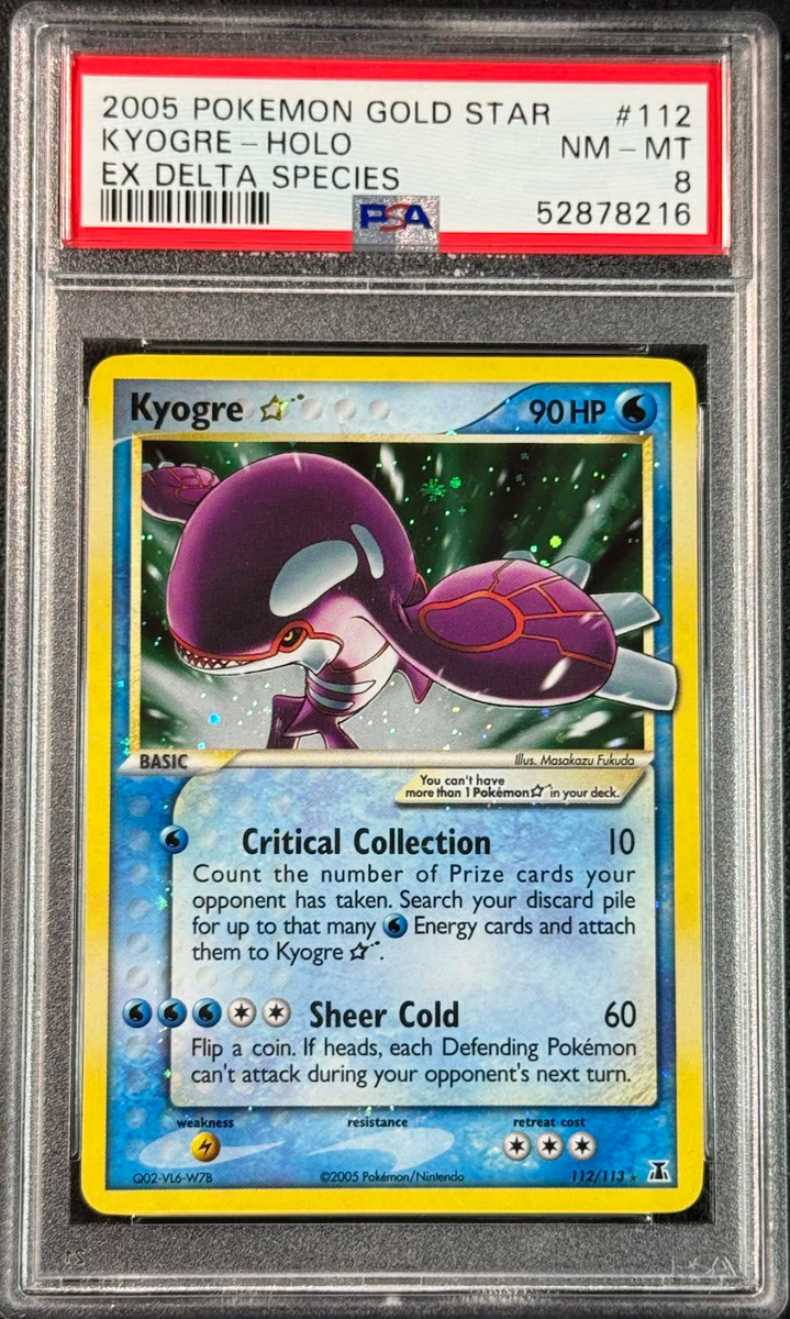 2005 Pokemon Gold Star Kyogre Holo Ex Delta Species 112/113 PSA 8