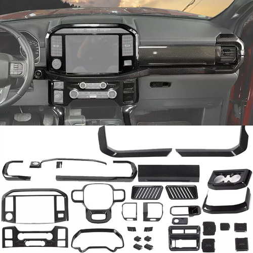 Carbon Fiber Interior Dashboard Decoration Trim Cover for Ford F150 2021-2024 US - Picture 37 of 38