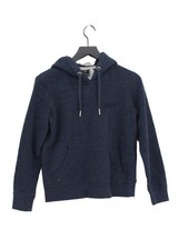 Superdry Women's Hoodie UK 8 Blue Cotton with Polyester Pullover