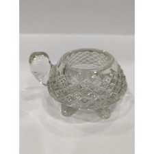 Vintage Heavy Clear Glass Avon Turtle Votive Candle Holder