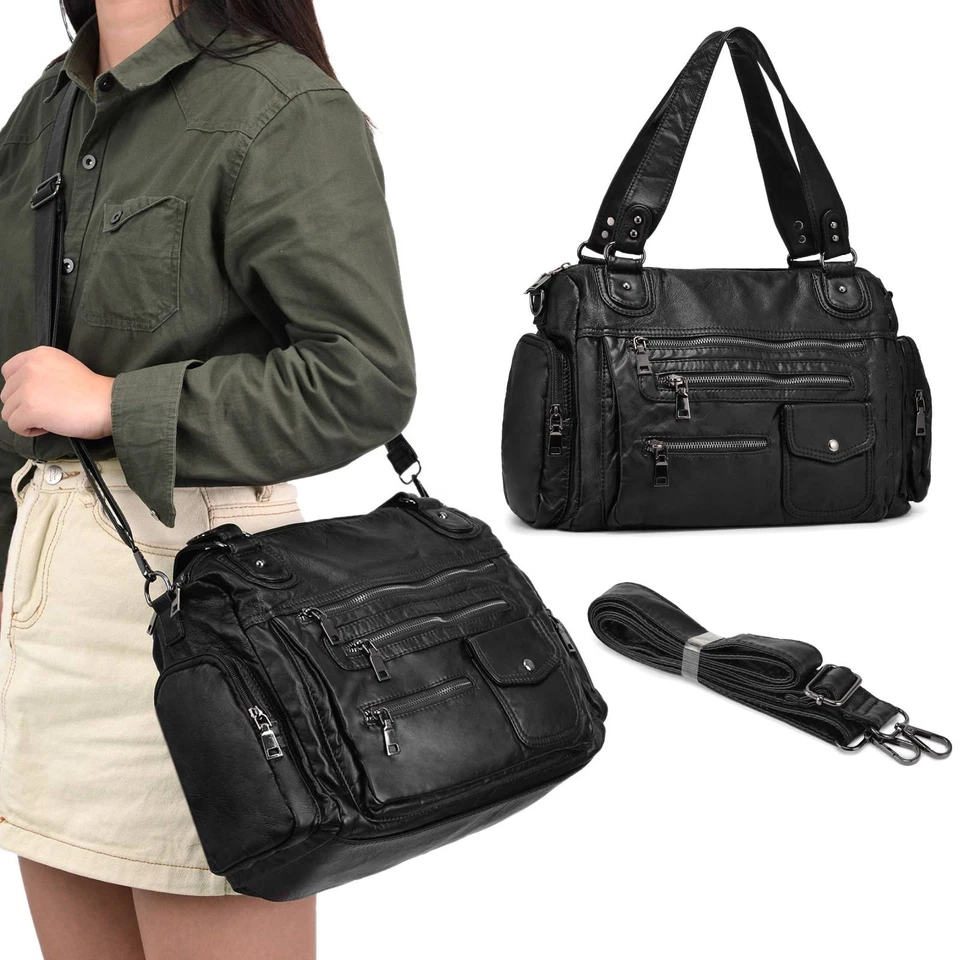 BAIGIO Vintage Damen Handtasche Weiches Leder Große Schultertasche Reisen Hobo Tasche