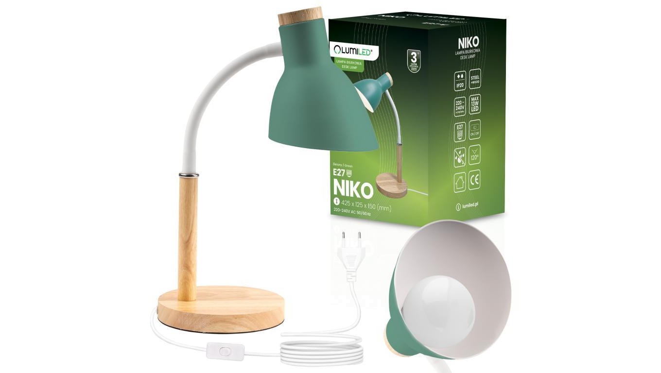 5907568603887 Lampka Biurkowa Szkolna Krelarska Stoowa Dekoracyjna E27 NIKO Zi