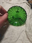 VINTAGE ANCHOR HOCKING EMERALD GREEN FOOTED DOT SMALL GLASS BOWL TRINKET(4.5")