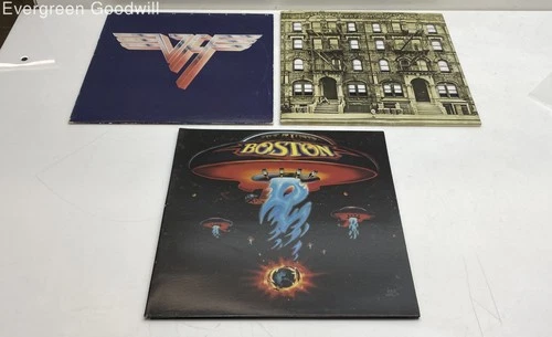 3 Vinyl Records Van Halen Led Zeppelin Boston