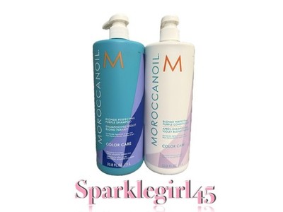 Moroccanoil Blonde Perfecting Purple Shampoo and Conditioner Set 33.8oz ea. NEW!